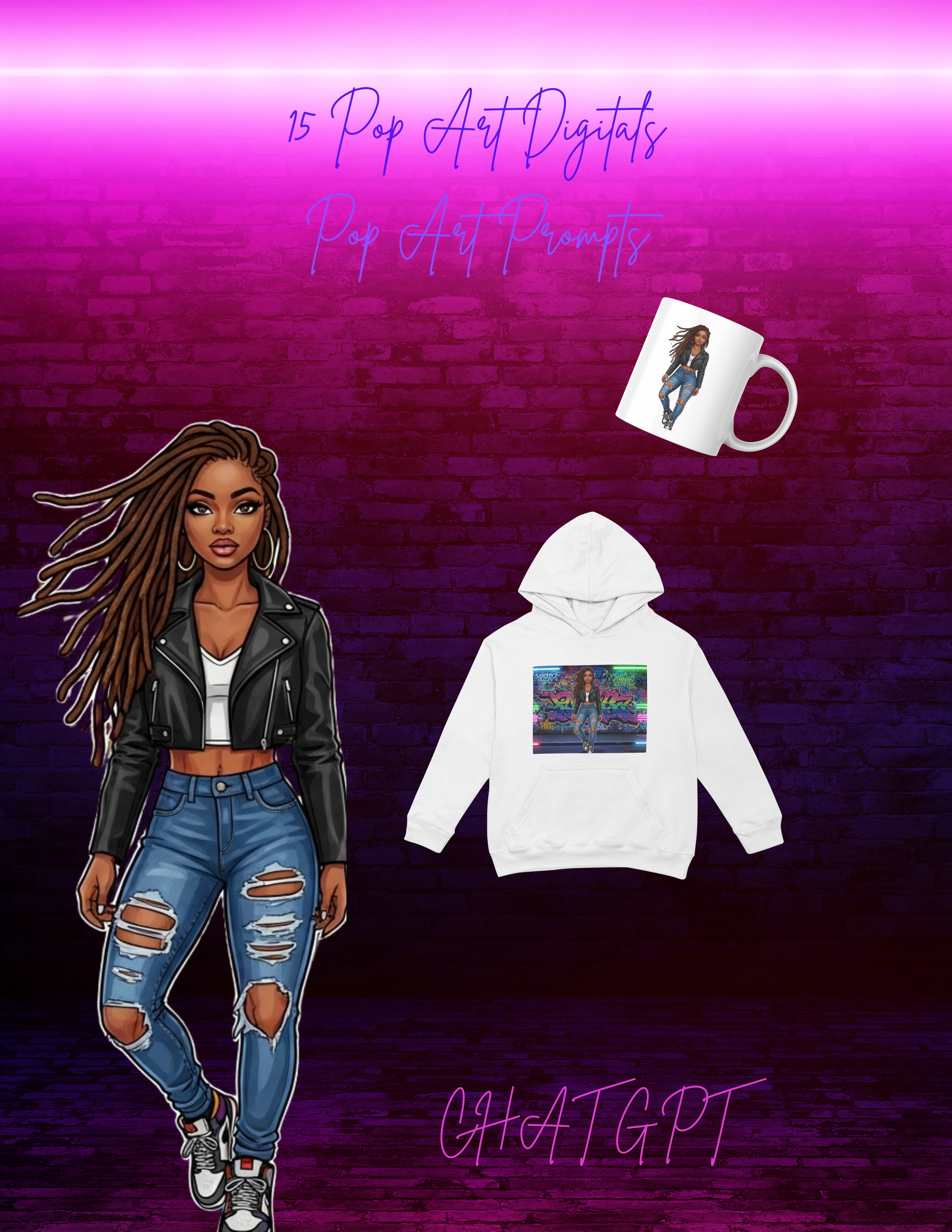 ✨ Urban Pop Art Prompt Pack – Fierce Black & Brown Women